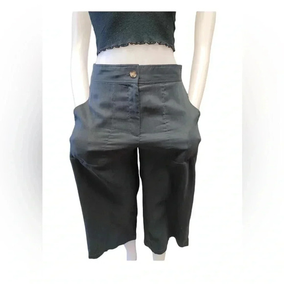 Club Monaco Linen Blend Blue Capri Wide Leg Pants Size 4 - Picture 2 of 10